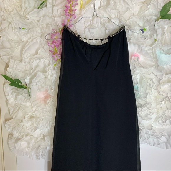 Embellished Neck Chiffon Ruffle Dress - Picture 6 of 12